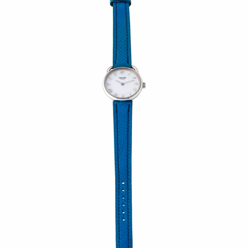 Hermes Arceau Collection Blue Genuine Leather and Silver Women's Watch